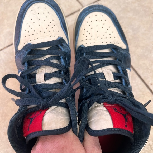 Nike Air Jordan 1 Mid SE Navy Red Take Flight Airplane Sneakers Big Kids 5.5Y - Picture 7 of 11